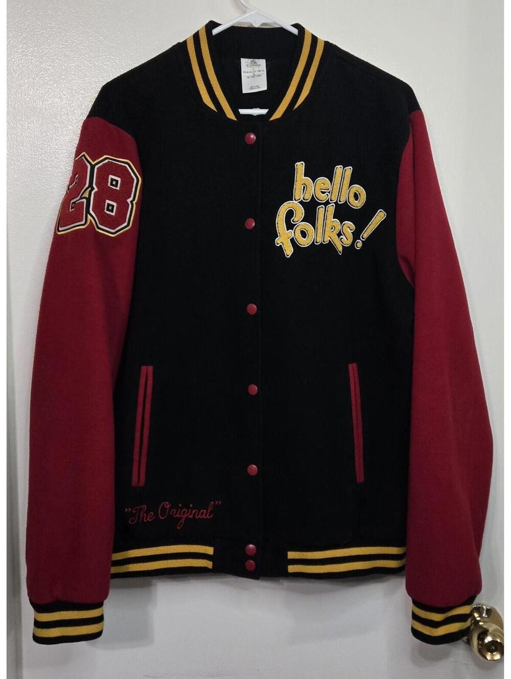 Disney Mickey Mouse Pluto Jacket Mens 3L Black Red Varsity Hello Folks Japanese